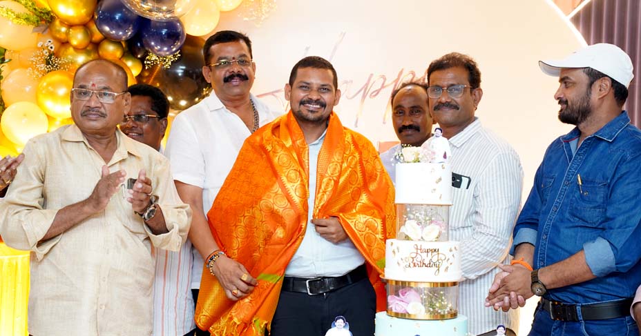 Sri Botcha Chakradhara Rao celebrating his 45th birthday with the Sai Infra Developers team in Visakhapatnam
