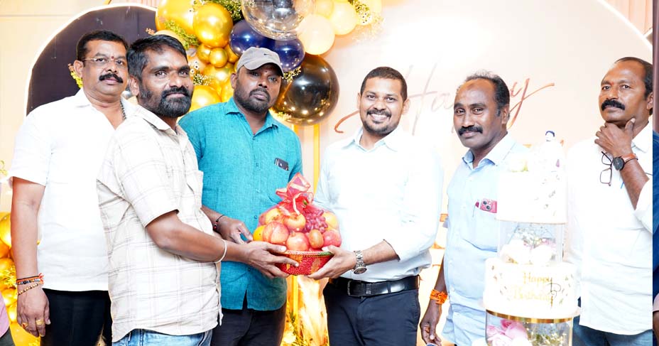 Sri Botcha Chakradhara Rao celebrating his 45th birthday with the Sai Infra Developers team in Visakhapatnam