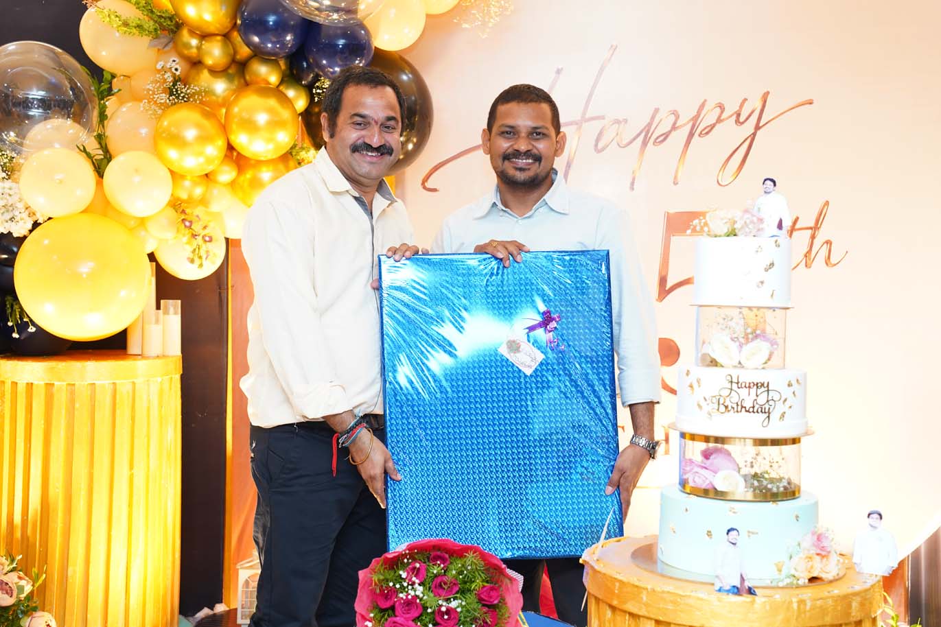 Sri Botcha Chakradhara Rao celebrating his 45th birthday with the Sai Infra Developers team in Visakhapatnam