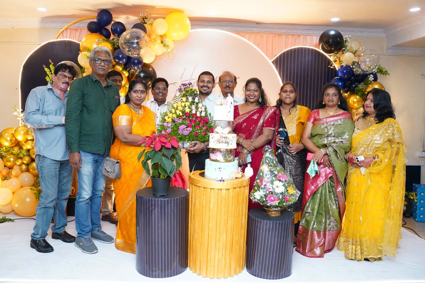 Sri Botcha Chakradhara Rao celebrating his 45th birthday with the Sai Infra Developers team in Visakhapatnam