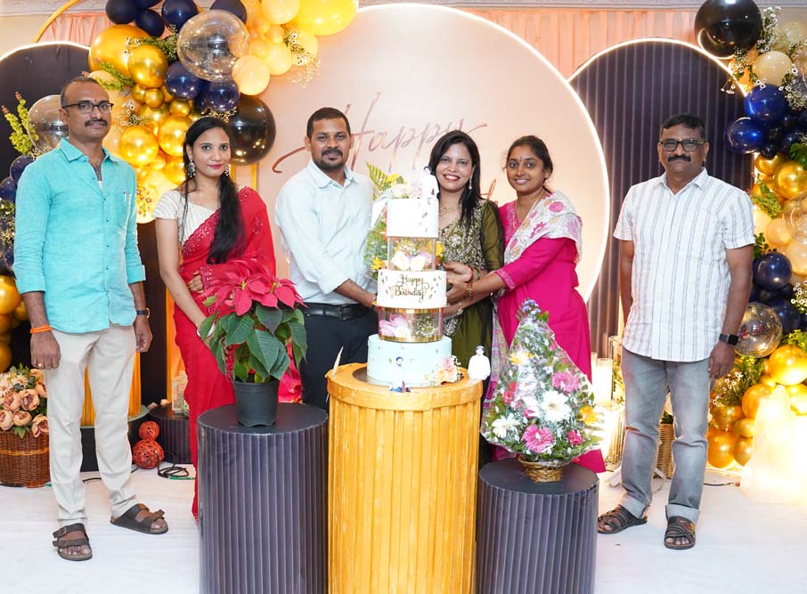 Sri Botcha Chakradhara Rao celebrating his 45th birthday with the Sai Infra Developers team in Visakhapatnam