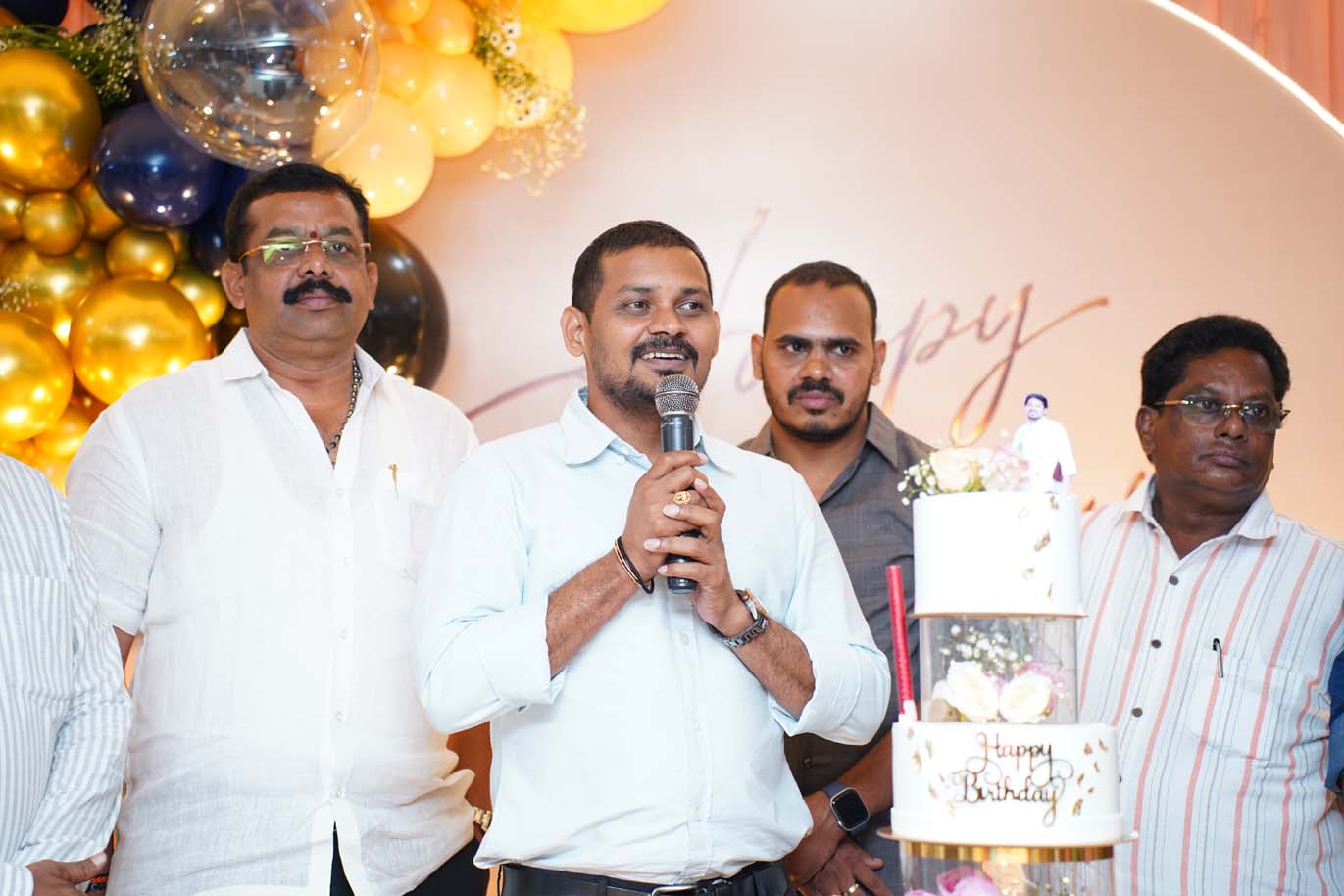Sri Botcha Chakradhara Rao celebrating his 45th birthday with the Sai Infra Developers team in Visakhapatnam
