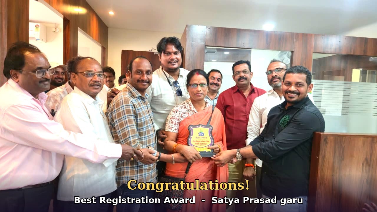 Sai Infra Developers MD, directors and marketing team attending the October 2026 monthly meeting and recognizing team achievements and September performance award winners.
